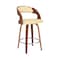 Armen Living Shelly 26" Counter Height Swivel Cream Faux Leather and Walnut Wood Bar Stool LCSHBACRWA26 - alternate 1
